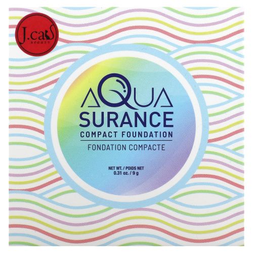J.Cat Beauty, Компактная тональная основа Aquasurance, оттенок ACF100 фарфоровый, 9 г