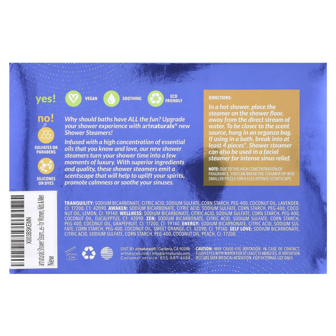 artnaturals, Пароварки для душа, 6 упаковок, 40 г (1,4 унции)