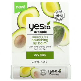 Yes To, Питательный бальзам для губ, авокадо, без отдушек, 4,25 г (0,15 унции)