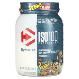 Dymatize, ISO100, гидролизованный 100% изолят сывороточного протеина, фруктовый вкус, 610 г (1,34 фунта)