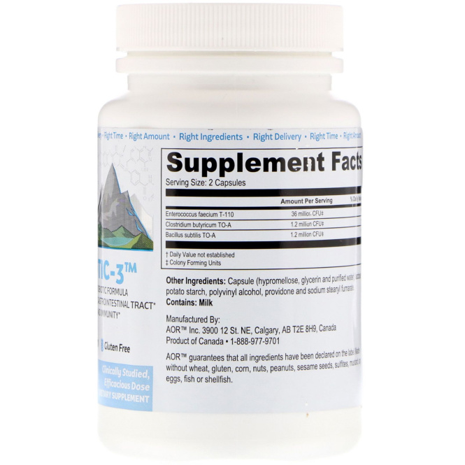 Advanced Orthomolecular Research AOR, Probiotic-3, 90 капсул