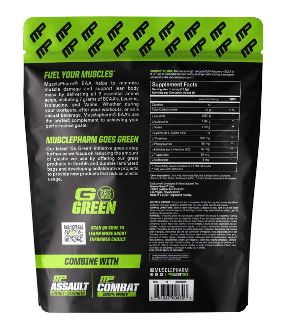 MusclePharm, Combat BCAA + Recovery, голубая малина, 16,9 унц. (480 г)