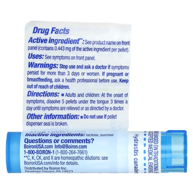 Boiron, Hydrastis canadensis 6C, облегчение носа, 80 гранул