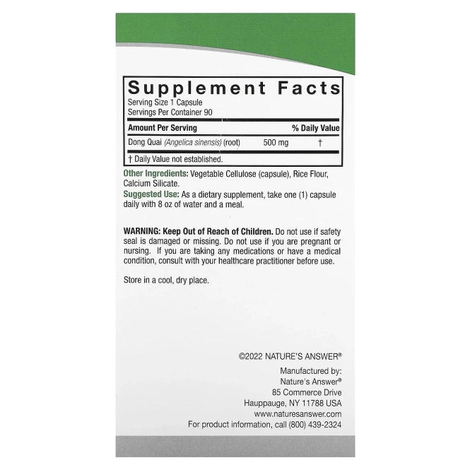 Nature's Answer, Дудник китайский, 1000 мг, 90 растительных капсул