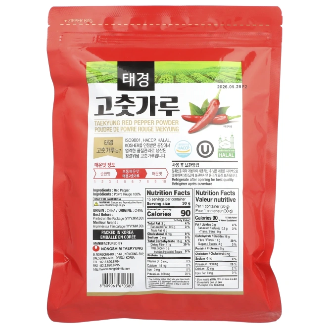 Nongshim, Порошок красного перца Taekyung, грубого помола, 454 г
