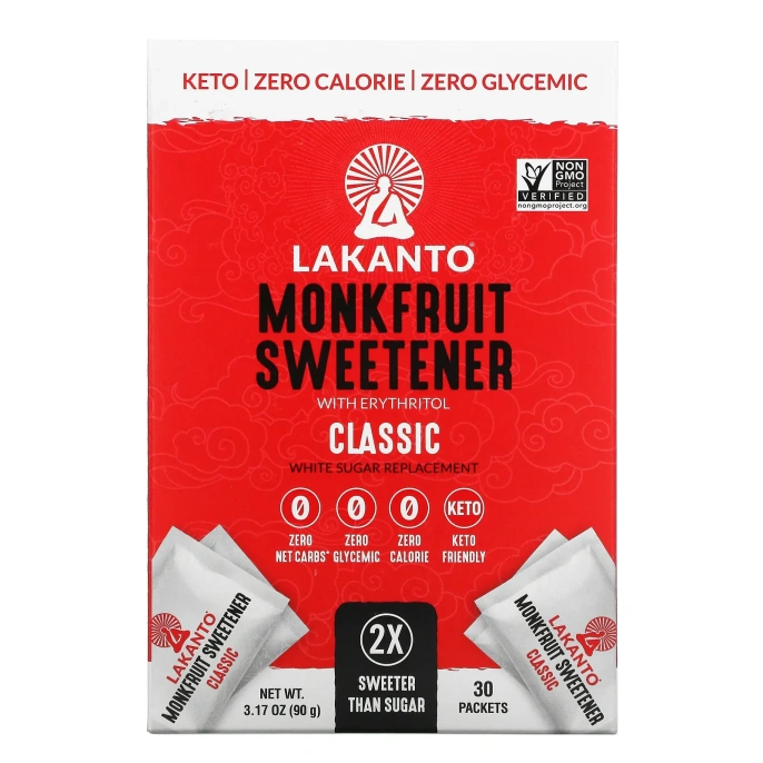 Lakanto, подсластитель из архата с эритритолом, классический, 30 пакетиков, 90 г (3,17 унции)