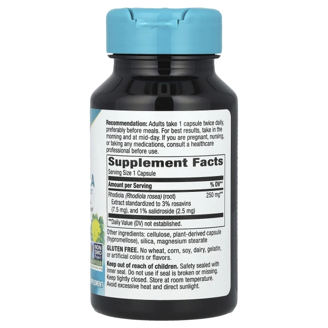 Nature's Way, родиола, 250 мг, 60 веганских капсул