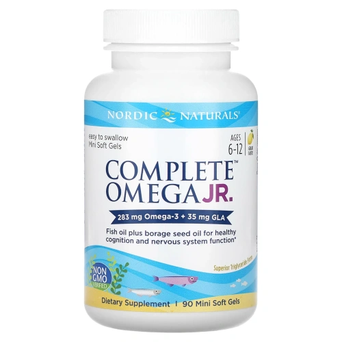 Nordic Naturals, Complete Omega Junior, со вкусом лимона, 283 мг, 90 мягких миникапсул