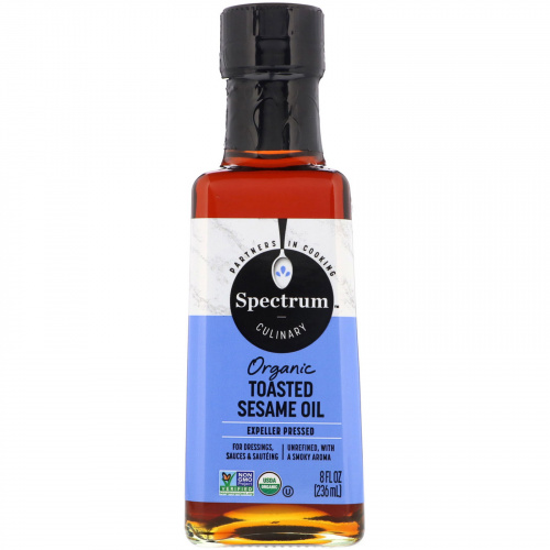 Spectrum Culinary, Organic Toasted Sesame Oil, Expeller Pressed, Unrefined, 8 fl oz (236 ml)