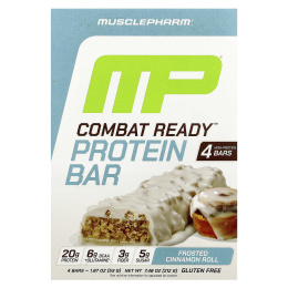 MusclePharm, Протеиновый батончик Combat Ready ™, булочка с корицей, 4 батончика, 53 г (1,87 унции)