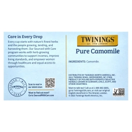 Twinings, травяной чай, чистая ромашка, без кофеина, 50 чайных пакетиков, 75 г (2,65 унции)