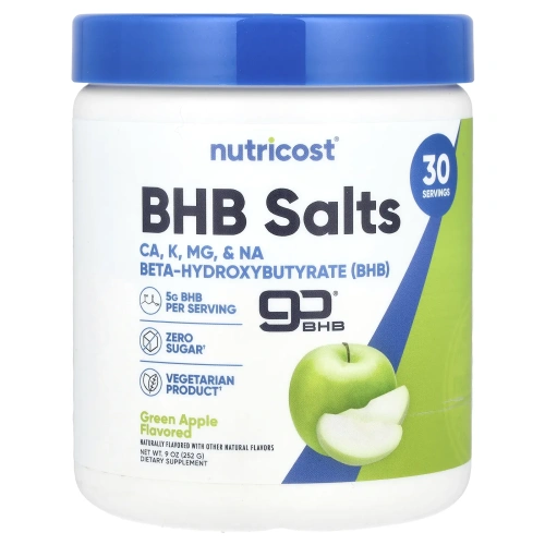 Nutricost, BHB Salts goBHB, зеленое яблоко, 252 г (9 унций)