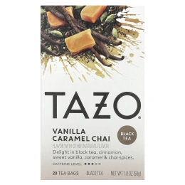 TAZO, Black Tea, чай со вкусом ванили и карамели, 20 чайных пакетиков, 50 г (1,8 унции)
