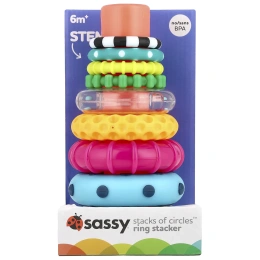 Sassy, Stack of Circles ™, кольцевой укладчик, от 6 месяцев, набор из 10 предметов