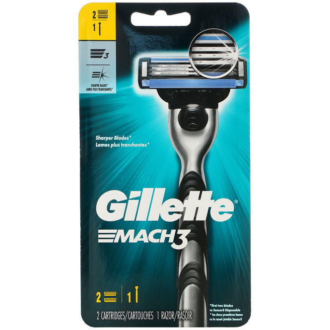 Gillette, Mach3, 1 бритва + 2 кассеты