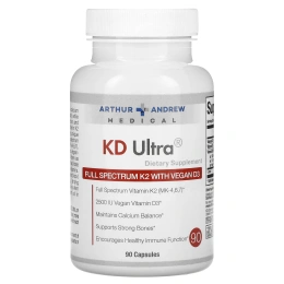 Arthur Andrew Medical, KD Ultra, полный спектр K2 с веганским витамином D3, 90 капсул