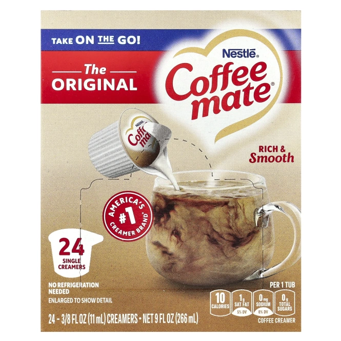 Coffee Mate, жидкие сливки для кофе, оригинальный вкус, 24 шт.