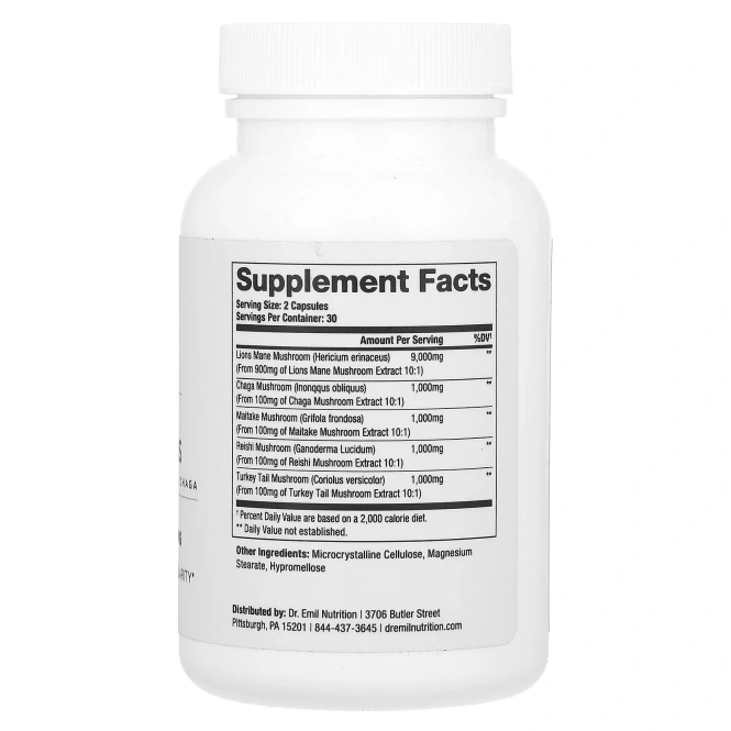 Dr. Emil Nutrition, Elite, ежовик гребенчатый, гриб, плюс, 60 капсул