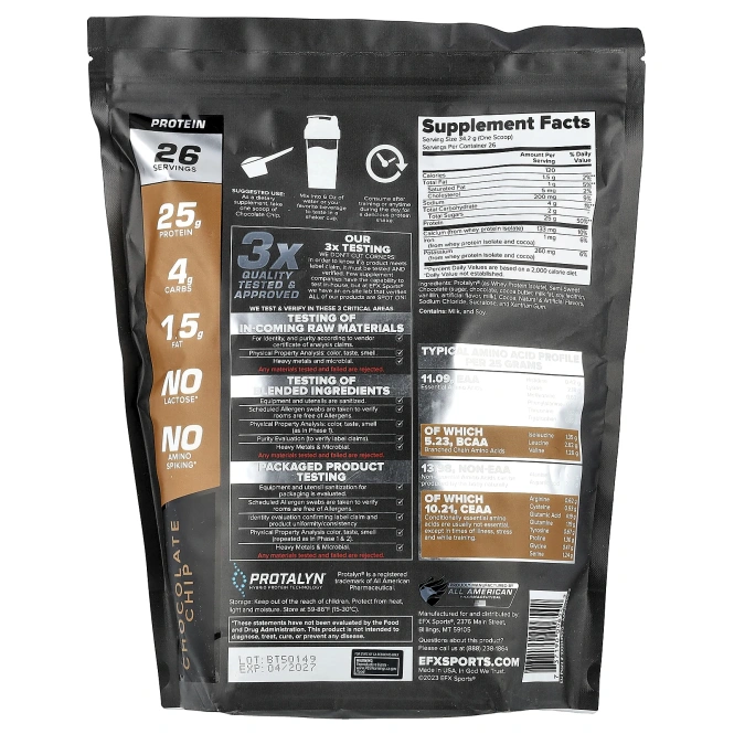 EFX Sports, Protalyn® изолят сывороточного протеина, шоколадная крошка, 907 г (2 фунта)