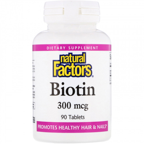 Natural Factors, Биотин, 300 мкг, 90 таблеток