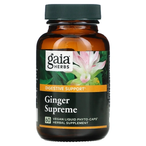 Gaia Herbs, DailyWellness, имбирь максимальный 60 вегетарианских жидких фито-капсул