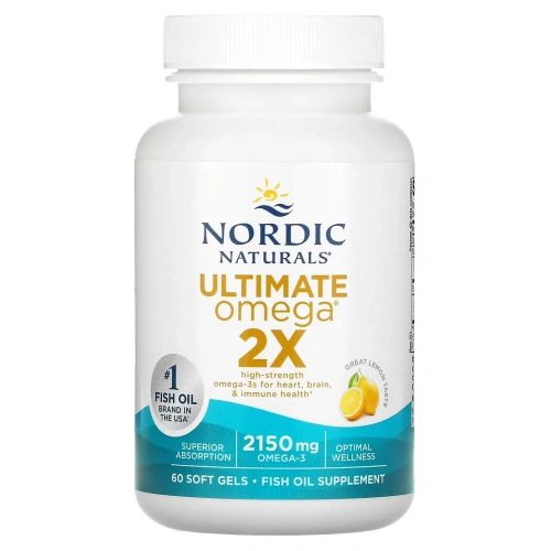 Nordic Naturals, Ultimate Omega 2X, лимон, 60 мягких таблеток