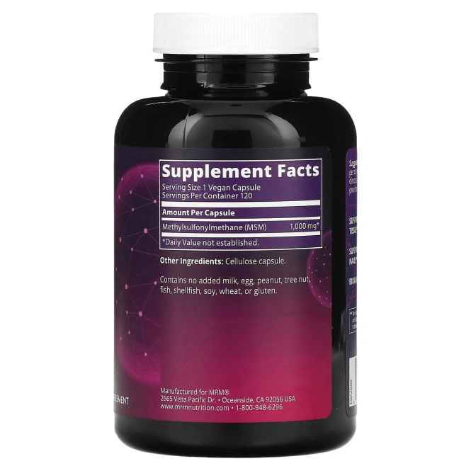 MRM, Метилсульфонилметан, 1000 мг, 120 растительных капсул