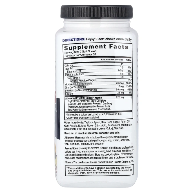 Force Factor, Prostate, фруктовый пунш, 60 жевательных таблеток