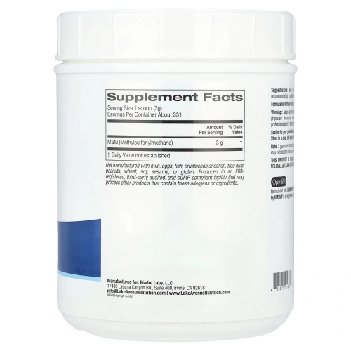 Lake Avenue Nutrition, OptiMSM, хлопья, 992 г (35 унций)