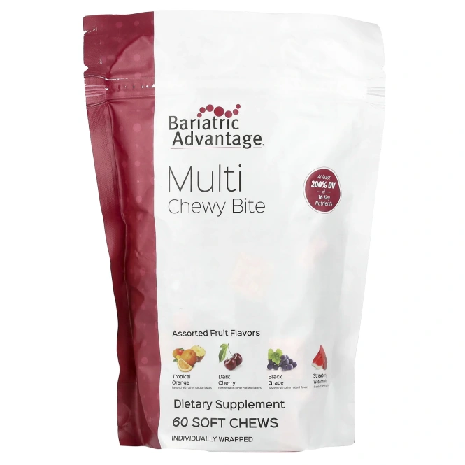 Bariatric Advantage, Multi Chewy Bite, фруктовое ассорти, 60 жевательных таблеток