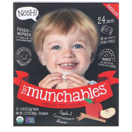 NosH!, Tot Munchables, органические рисовые закуски, со вкусом яблока и корицы, 12 упаковок по 0,18 унции (5 г) каждая