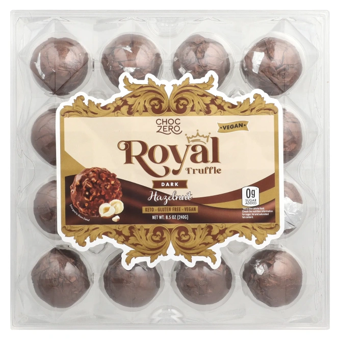ChocZero, Королевский трюфель, темный, с фундуком, 240 г (8,5 унции)
