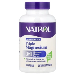 Natrol, магний тройного действия, 60 капсул