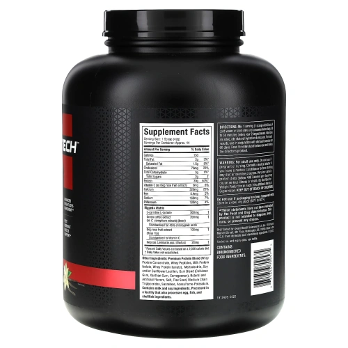 Muscletech, Nitro Tech Ripped, чистый протеин + формула для похудения, французская ваниль, 1,81 кг (4 фунта)