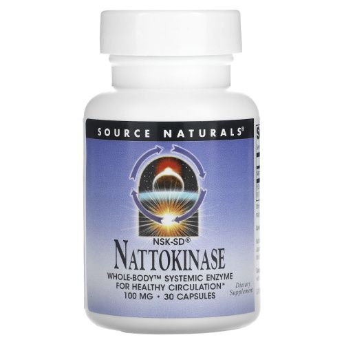 Source Naturals, NSK-SD, наттокиназа, 100 мг, 30 капсул