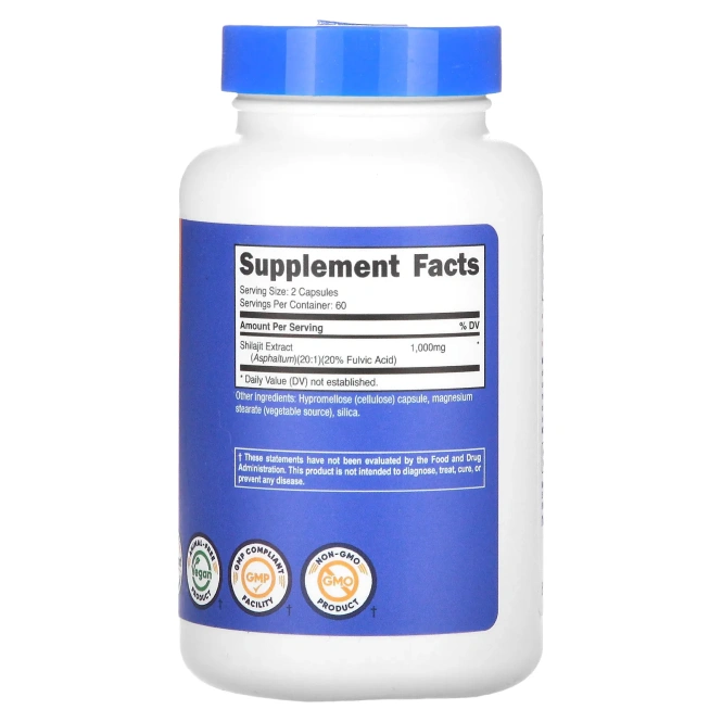 Nutricost, мумие, 1000 мг, 120 капсул (500 мг в 1 капсуле)