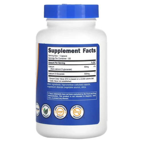 Nutricost, D-глюкарат кальция, 500 мг, 120 капсул