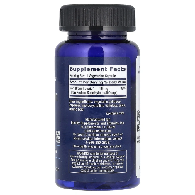 Life Extension, Iron Protein Plus, железосодержащий белок, 300 мг, 100 капсул