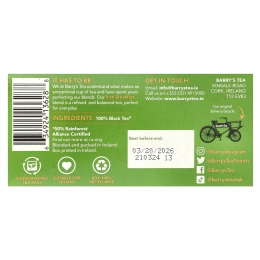 Barry's Tea, Irish Breakfast, 40 чайных пакетиков, 125 г (4,4 унции)