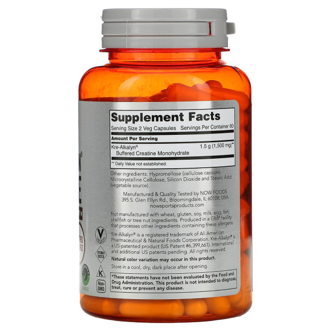 Now Foods, Креалкалин креатин для спортсменов, 120 капсул