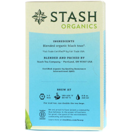 Stash Tea, Органический черный чай, смесь для завтрака, 18 чайных пакетиков, 1,1 унции (33 г)