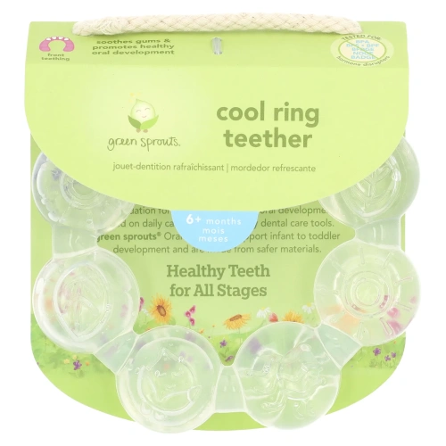 Green Sprouts, Прорезыватель с охлаждающим кольцом, для детей от 6 месяцев, прозрачный, 1 прорезыватель