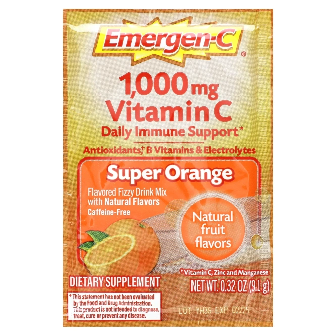 Emergen-C, 1000 мг витамина С, супер-апельсин, 30 пакетов, 0,32 унции (9,1 г) каждый