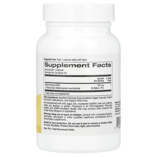 Super Nutrition, Akkermansia 30B, пастеризованная аккермансия (A. muciniphila), 30 растительных капсул
