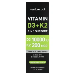Venture Pal, витамины D3 и K2, лимон и лайм, 60 мл (2 жидк. унции)