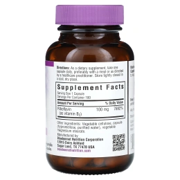 Bluebonnet Nutrition, Витамин B-2, 100 мг, 100 растительных капсул