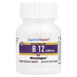 Superior Source, Метилкобаламин B-12, 10000 мкг, 30 микролингвальных быстрорастворимых таблеток
