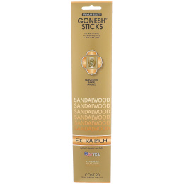 Gonesh, Extra Rich Incense Sticks, Sandalwood, 20 Sticks