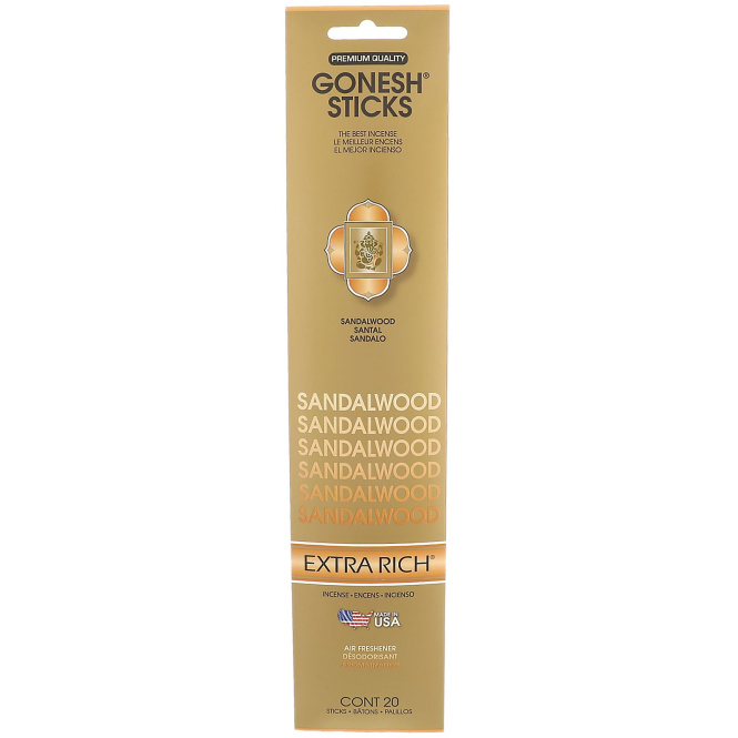Gonesh, Extra Rich Incense Sticks, Sandalwood, 20 Sticks