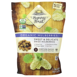 Sunny Fruit, органическая сушеная шелковица, 5 порционных пакетиков по 30 г (1,06 унции)